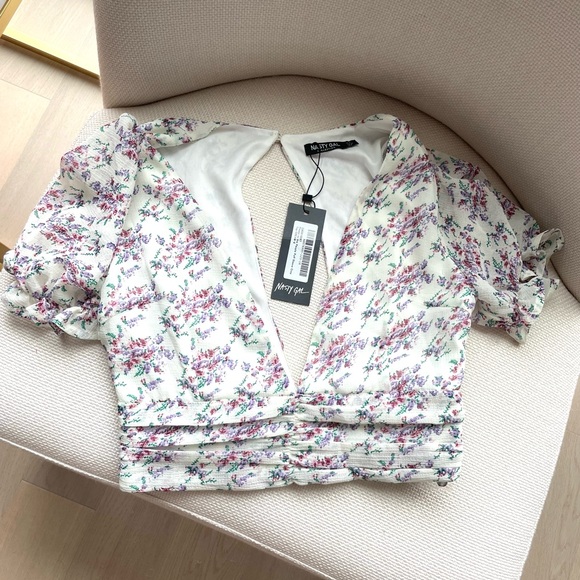 Nasty Gal floral crop top size 4 NWT - Picture 3 of 8